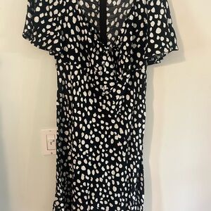 LOFT Black and White Polka Dot Mini Dress